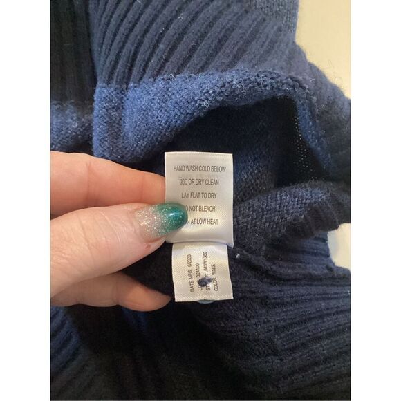 Johnnie-O Hugh 1/4 Zip Hugh 100% Merino Wool Sweater Sz M Navy - Picture 10 of 10